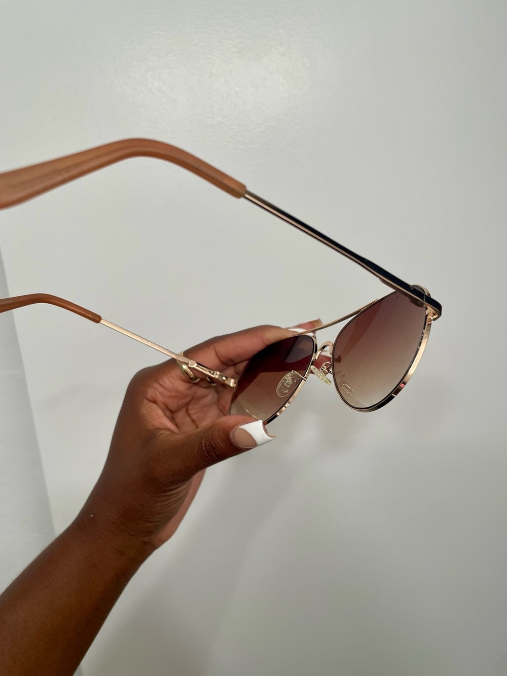 Express Gold Frame Brown Gradient Lens Women's Aviator Sunglasses